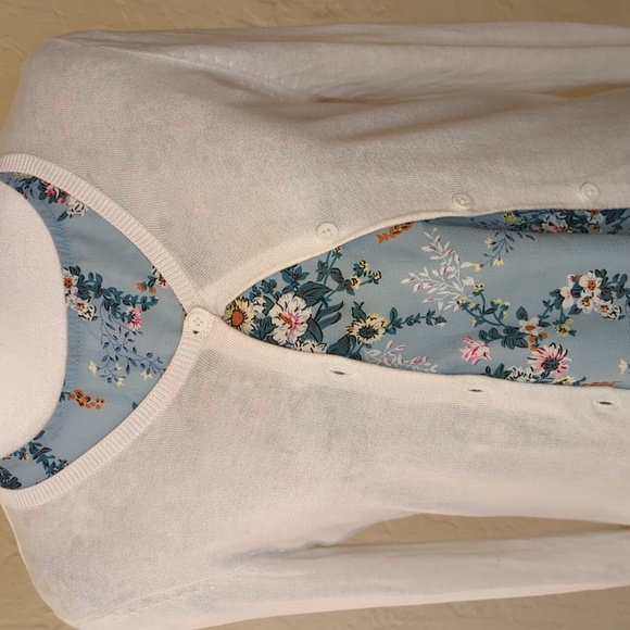 Old Navy White Button Down Cardigan Sweater & SHEIN Blue Top Bundle Size XS - Picture 5 of 12